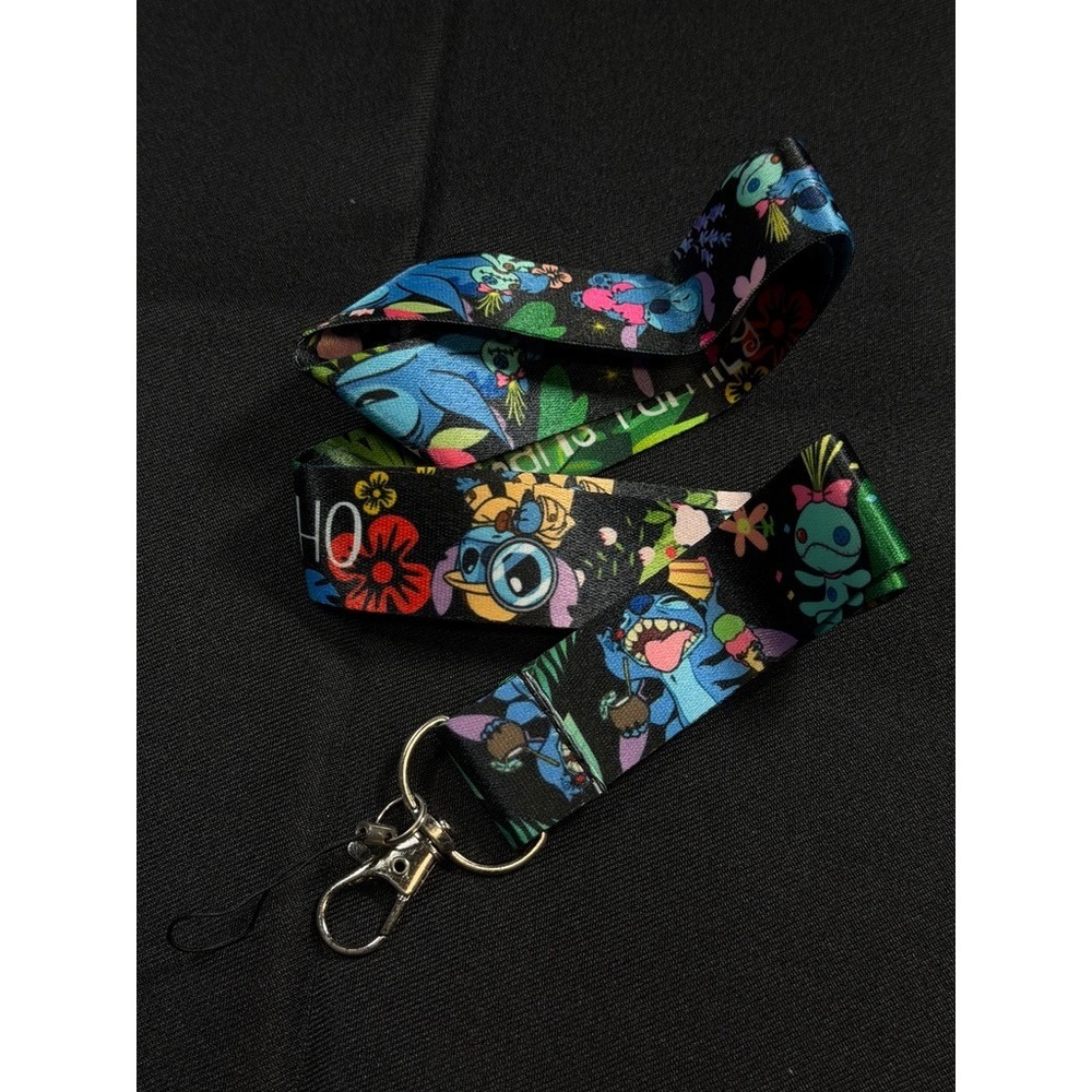 Disney Lilo and Stitch Ohana Means Family Lanyard Keychain ID Holder